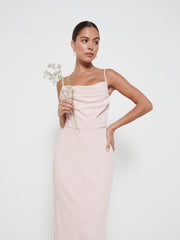 Keisha Cowl Neck Maxi Bridesmaid Dress - Blush