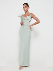 Keisha Cowl Neck Maxi Bridesmaid Dress - Sage