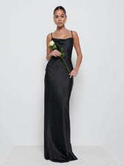 Matte Recycled Satin Black Bridesmaid Swatch