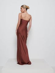Keisha Maxi Bridesmaid Dress - Matte Mahogany