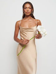 Keisha Maxi Bridesmaid Dress - Matte Bronze