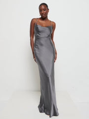 Keisha Maxi Bridesmaid Dress - Matte Slate Grey