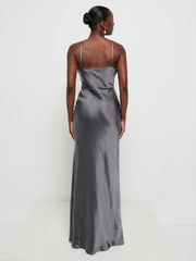 Keisha Maxi Bridesmaid Dress - Matte Slate Grey
