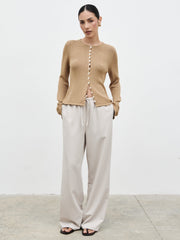 Kendall Rustic Button Down Knit Top - Tan