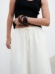 Kennedi Drawstring Maxi Skirt - Cream