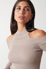 Kennedy Cut Out Knit Top - Taupe