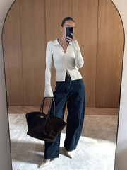 Denver Buttoned Long Sleeve Knit Top - Taupe