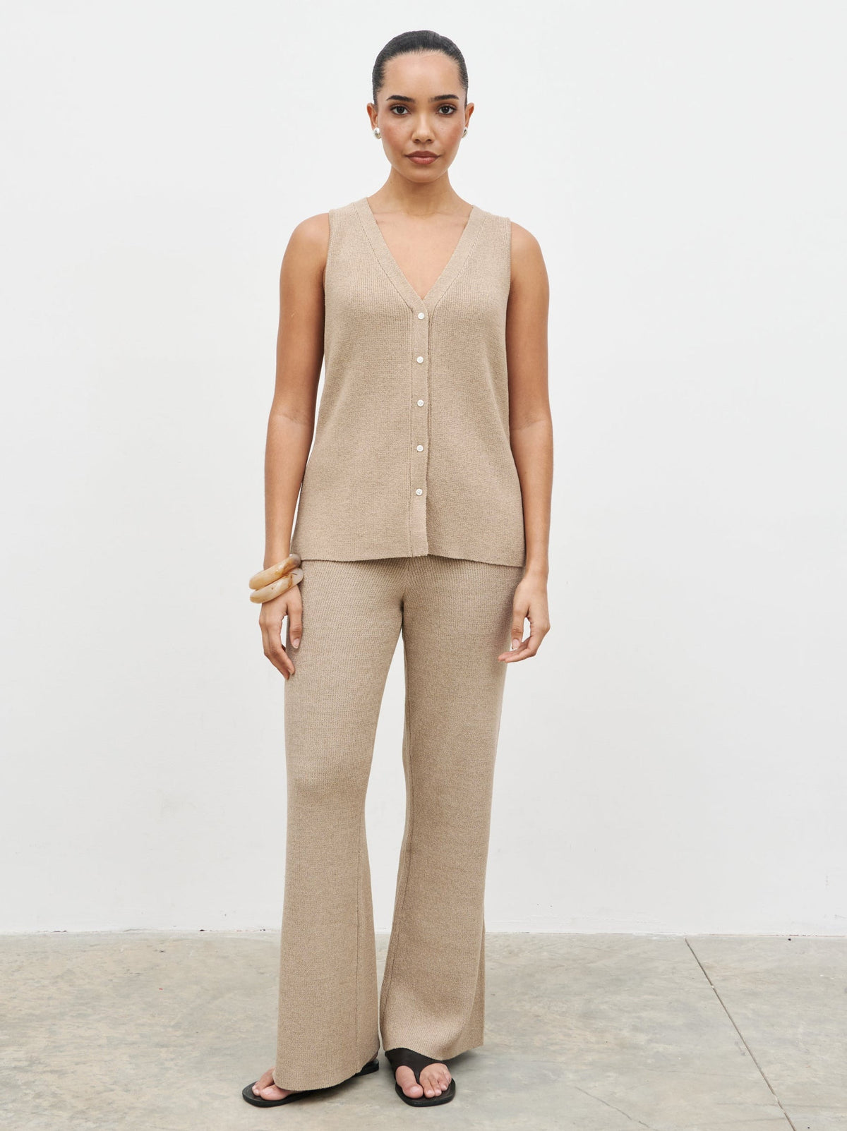 Kourtney Knit Waistcoat - Taupe