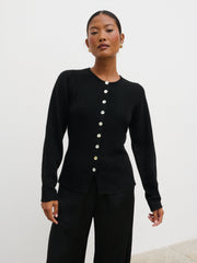 Kyle Fitted Knit Cardigan - Black