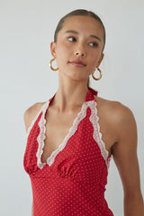 Leni Polka Dot Lace Halter Top