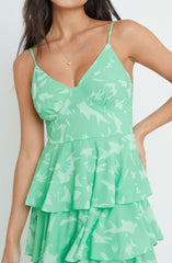 Lissy Ruffle Midaxi Dress - Green Floral