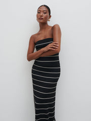 Louisa Stripe Knit Skirt - Black and Cream