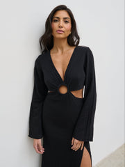 Luca Cut Out Ring Dress - Black