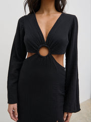 Luca Cut Out Ring Dress - Black