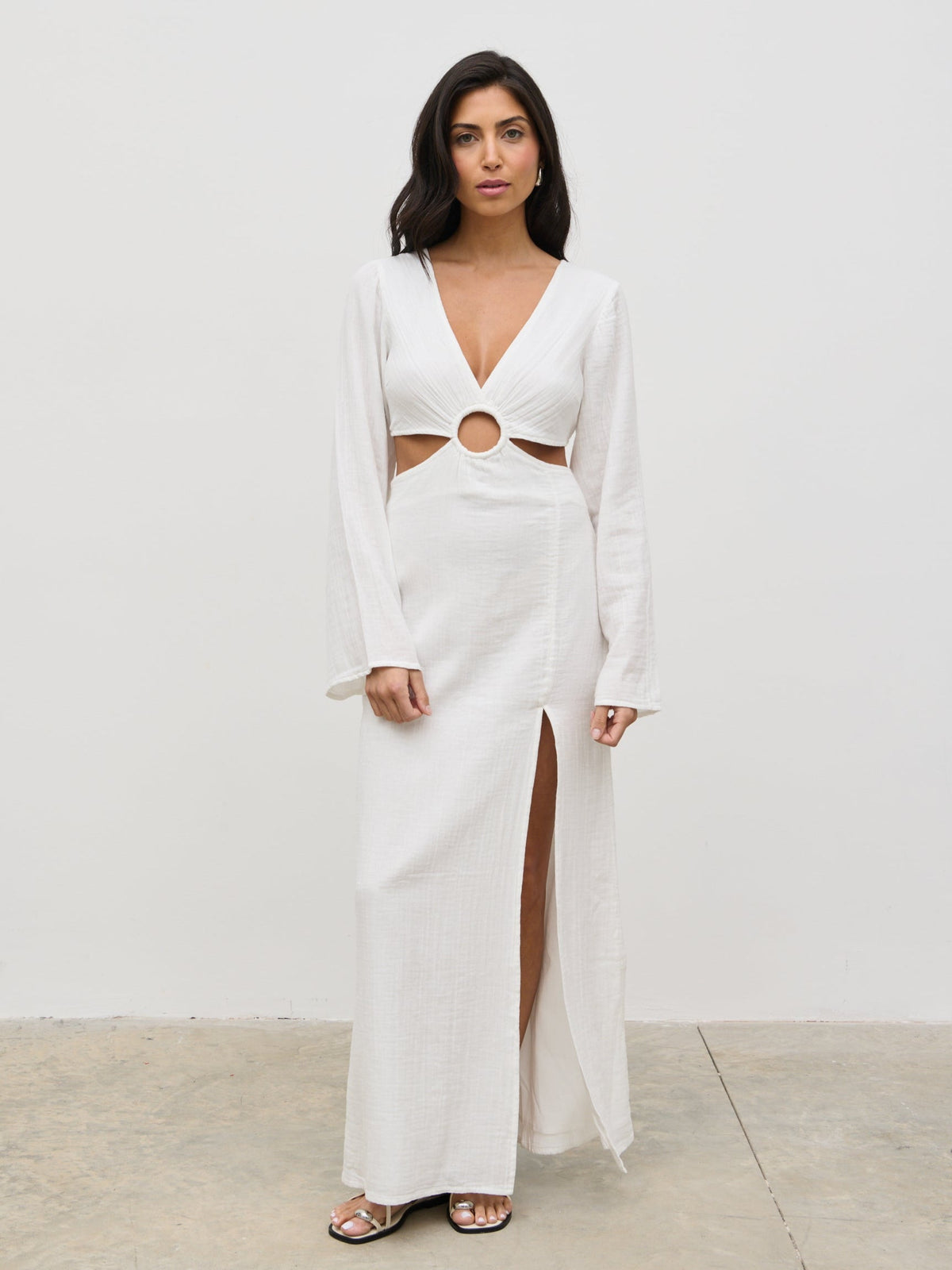Luca Cut Out Ring Dress - Cream