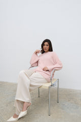 Lula Fluffy Knit Jumper - Pale Pink
