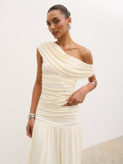 Lydia Ruched Jersey Top - Cream
