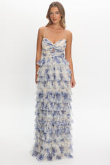 Cambridge Accordion Pleat Corset Dress Blue