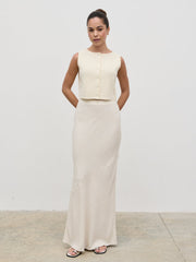 Maisy Linen Blend Maxi Skirt - Natural