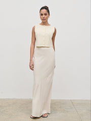 Maisy Linen Blend Maxi Skirt - Natural
