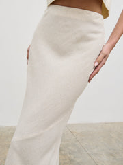 Maisy Linen Blend Maxi Skirt - Natural