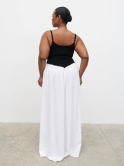 Maude Shirred Contrast Maxi Dress Curve - Black and Cream