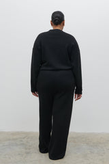 Meg Belted Knit Jumpsuit Curve - Black