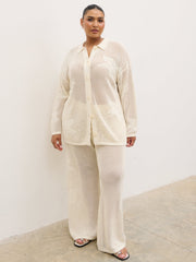 Mireille Knit Oversized Shirt Curve - Cream
