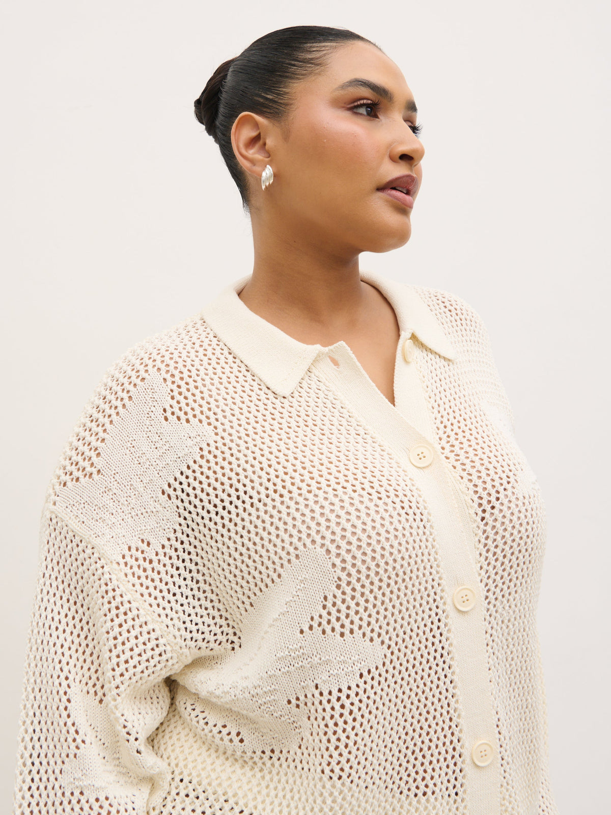 Mireille Knit Oversized Shirt Curve - Cream