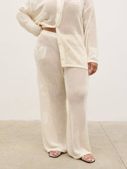 Mireille Knit Wide Leg Trousers Curve - Cream