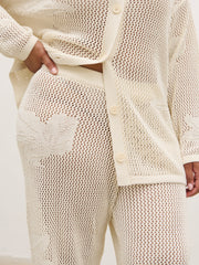 Mireille Knit Wide Leg Trousers Curve - Cream