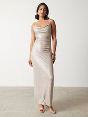Monroe Metallic Maxi Dress - Champagne