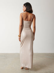 Monroe Metallic Maxi Dress - Champagne