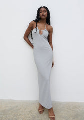 Myka Shimmer Jersey Slip Dress - Silver