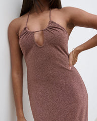 Myka Shimmer Jersey Slip Dress - Bronze Rose
