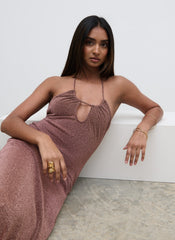 Myka Shimmer Jersey Slip Dress - Bronze Rose