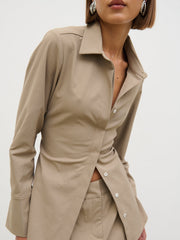 Myley Cinched Shirt - Taupe