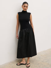 Naia Drop Waist Sleeveless Midaxi Dress - Black