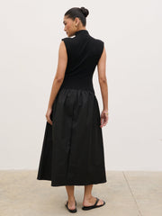Naia Drop Waist Sleeveless Midaxi Dress - Black