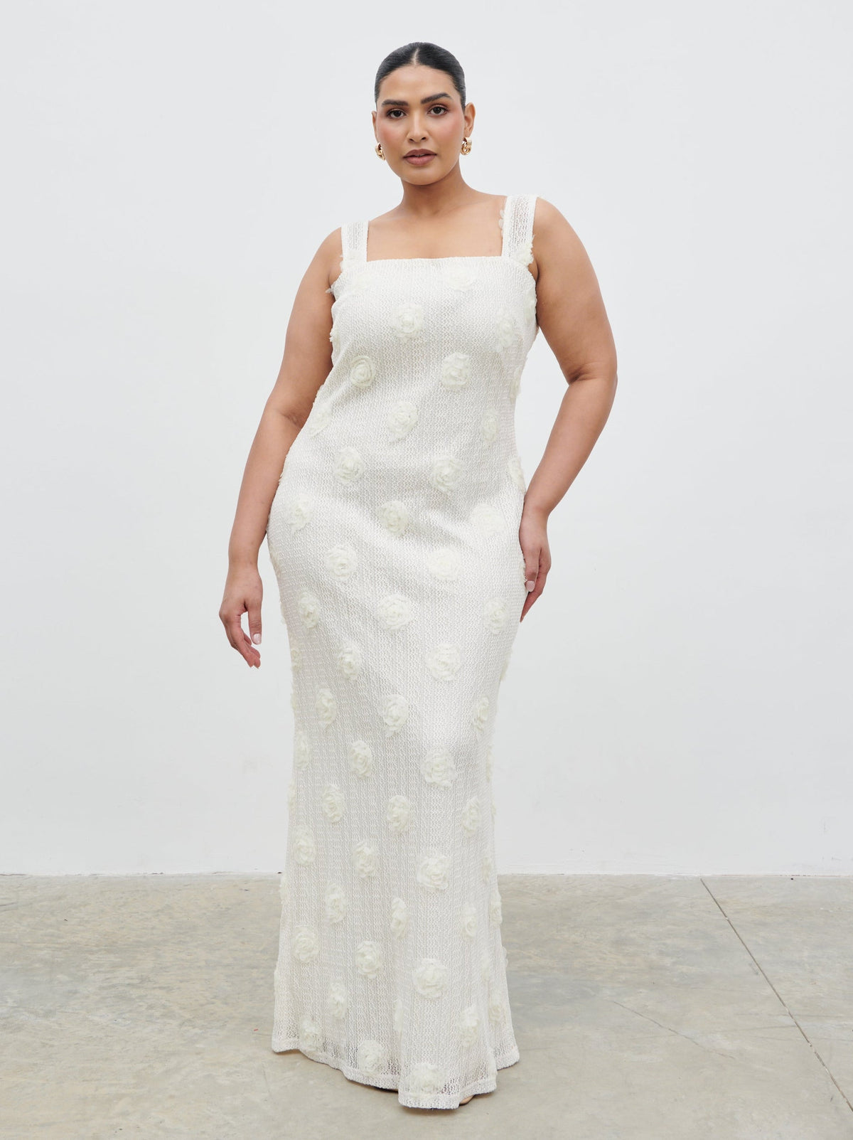 Nancie Floral Maxi Dress Curve - Cream