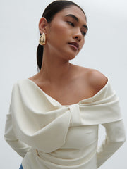 Naomi Exaggerated Bow Top - Cream
