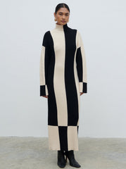Nayah High Funnel Neck Knit Dress - Stripe
