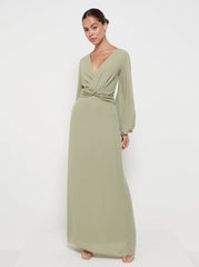 Nellie Knot Maxi Bridesmaid Dress - Olive