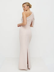 Nevaeh One Shoulder Crepe Maxi Dress - Blush