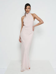 Odelle Tie Back Chiffon Maxi Bridesmaid Dress - Blush