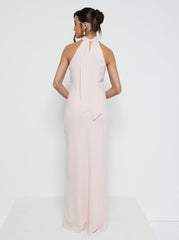 Odelle Tie Back Chiffon Maxi Bridesmaid Dress - Blush
