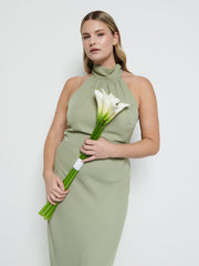 Odelle Tie Back Chiffon Maxi Bridesmaid Dress - Olive