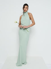Odelle Tie Back Chiffon Maxi Bridesmaid Dress - Sage