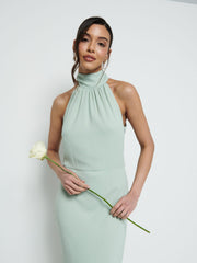 Odelle Tie Back Chiffon Maxi Bridesmaid Dress - Sage