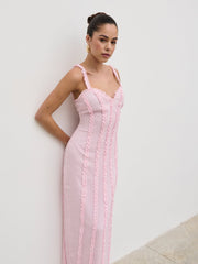 Ola Sweetheart Frill Maxi Dress - Peony Pink
